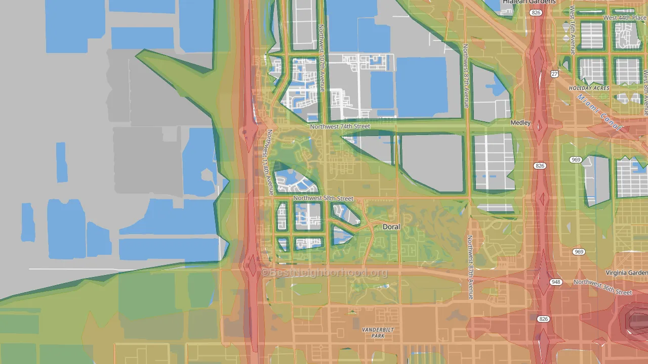 Doral, FL Map of Noise Levels in Doral