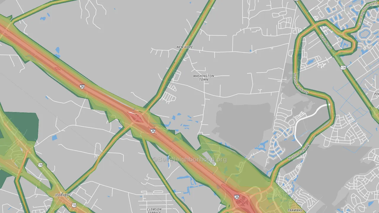 Dorchester Estates, SC Map of Noise Levels in Dorchester Estates