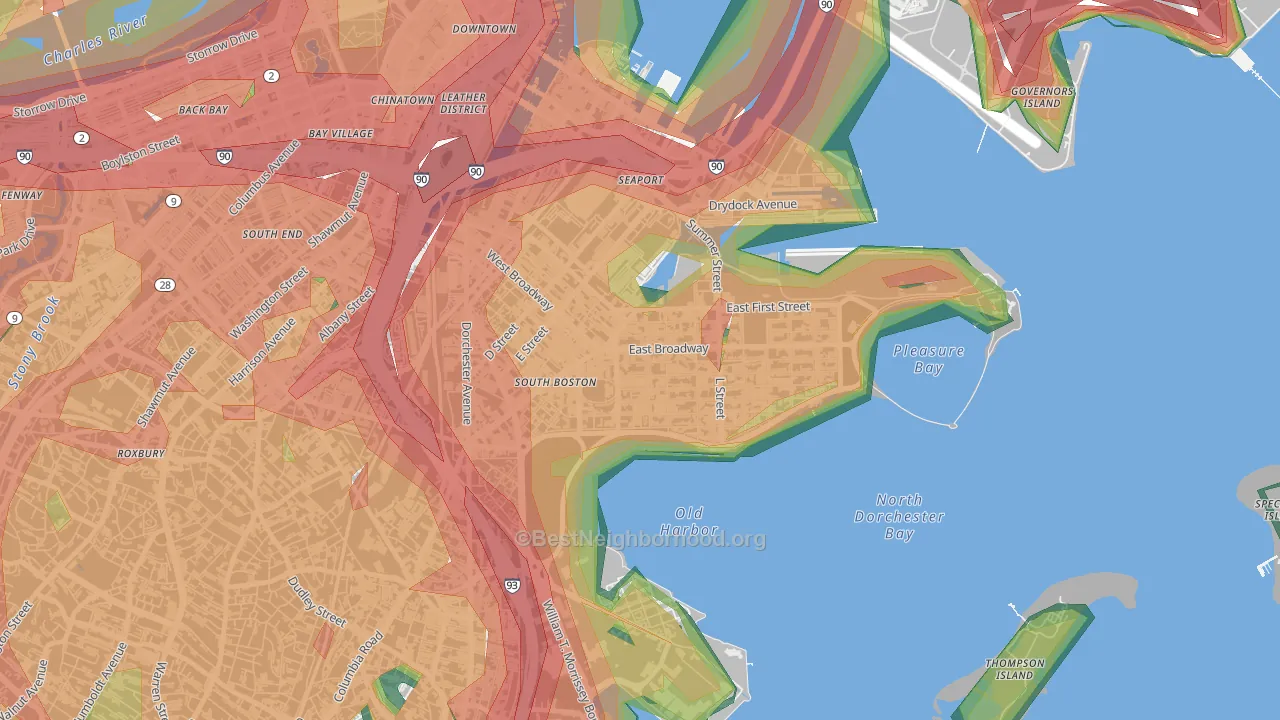 Dorchester Heights, Boston, MA Map of Noise Levels in Dorchester Heights