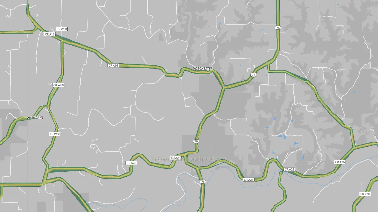 Dorchester, IA Map of Noise Levels in Dorchester
