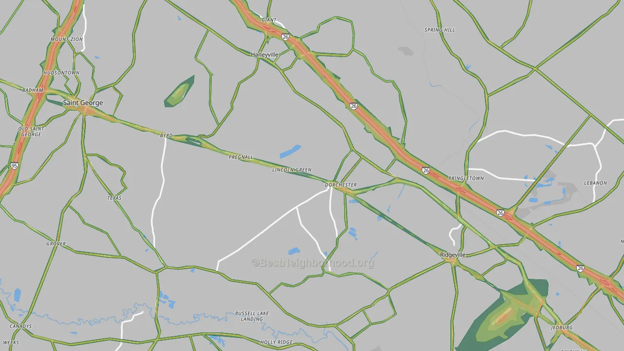 Dorchester, SC Map of Noise Levels in Dorchester