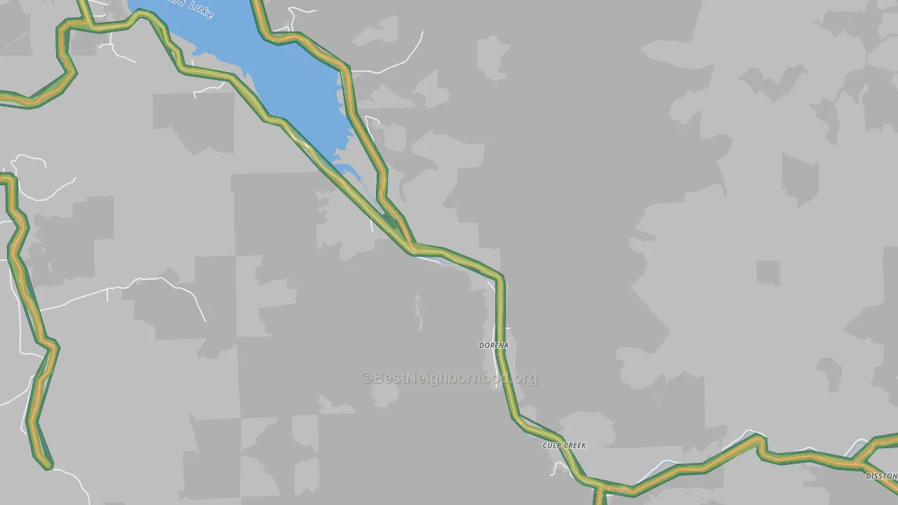 Dorena, OR Map of Noise Levels in Dorena
