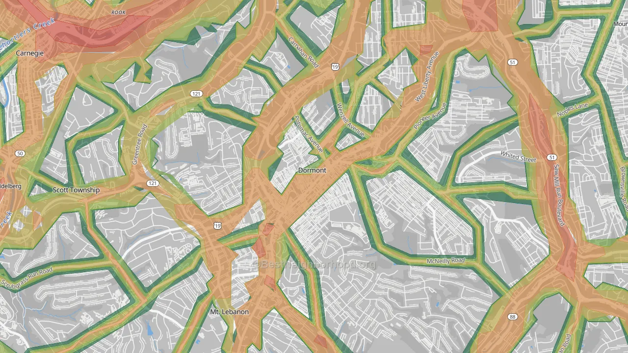 Dormont, PA Map of Noise Levels in Dormont