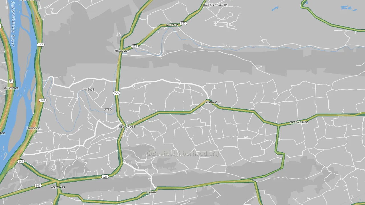 Dornsife, PA Map of Noise Levels in Dornsife