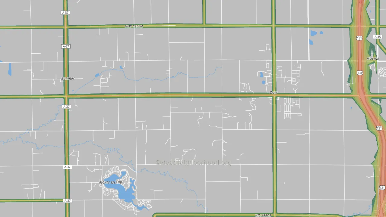 Dorr, MI Map of Noise Levels in Dorr