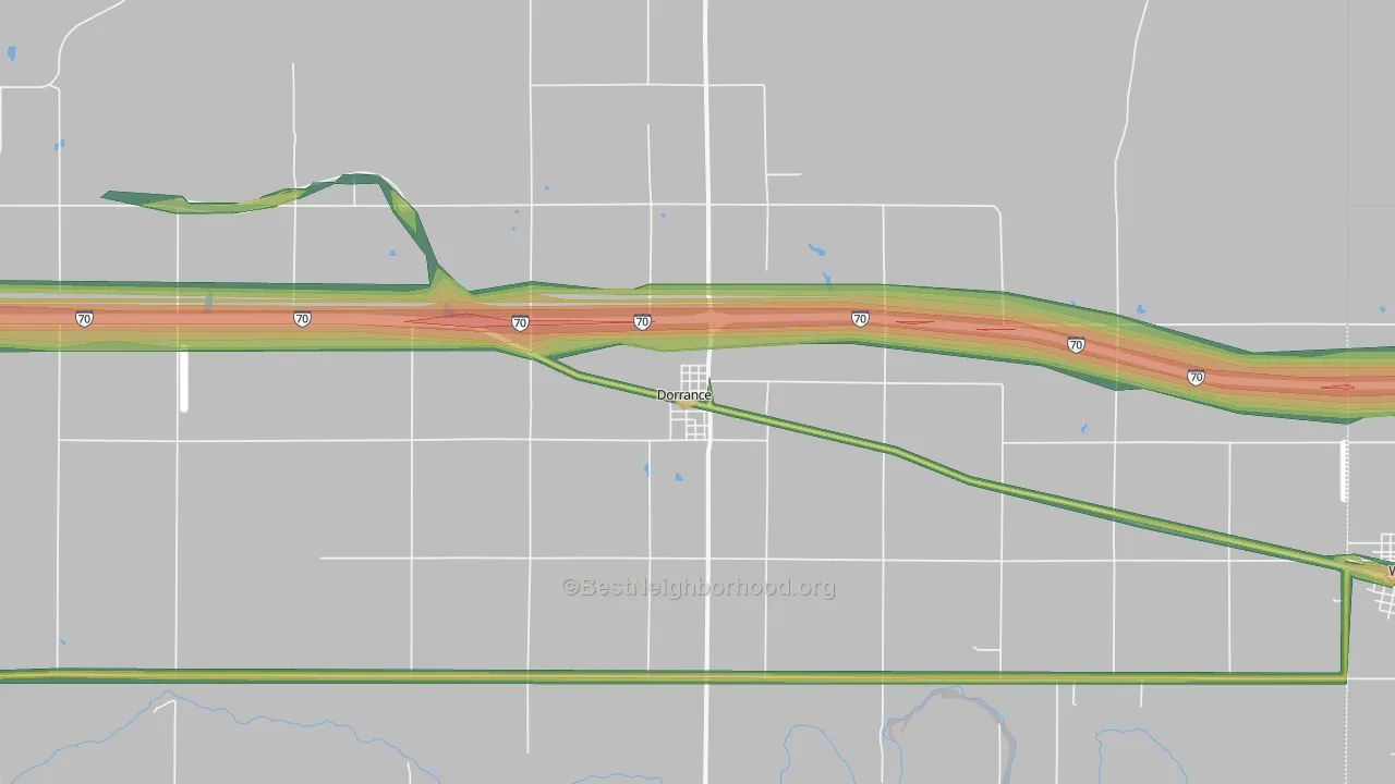 Dorrance, KS Map of Noise Levels in Dorrance