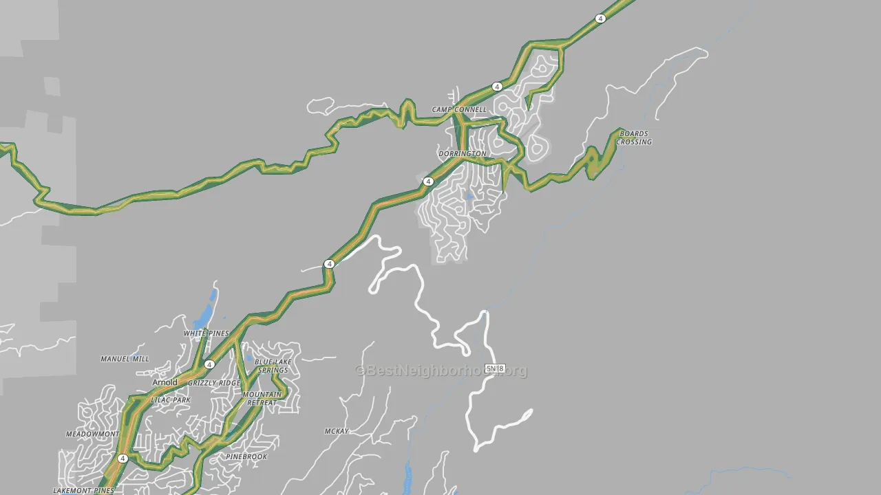 Dorrington, CA Map of Noise Levels in Dorrington