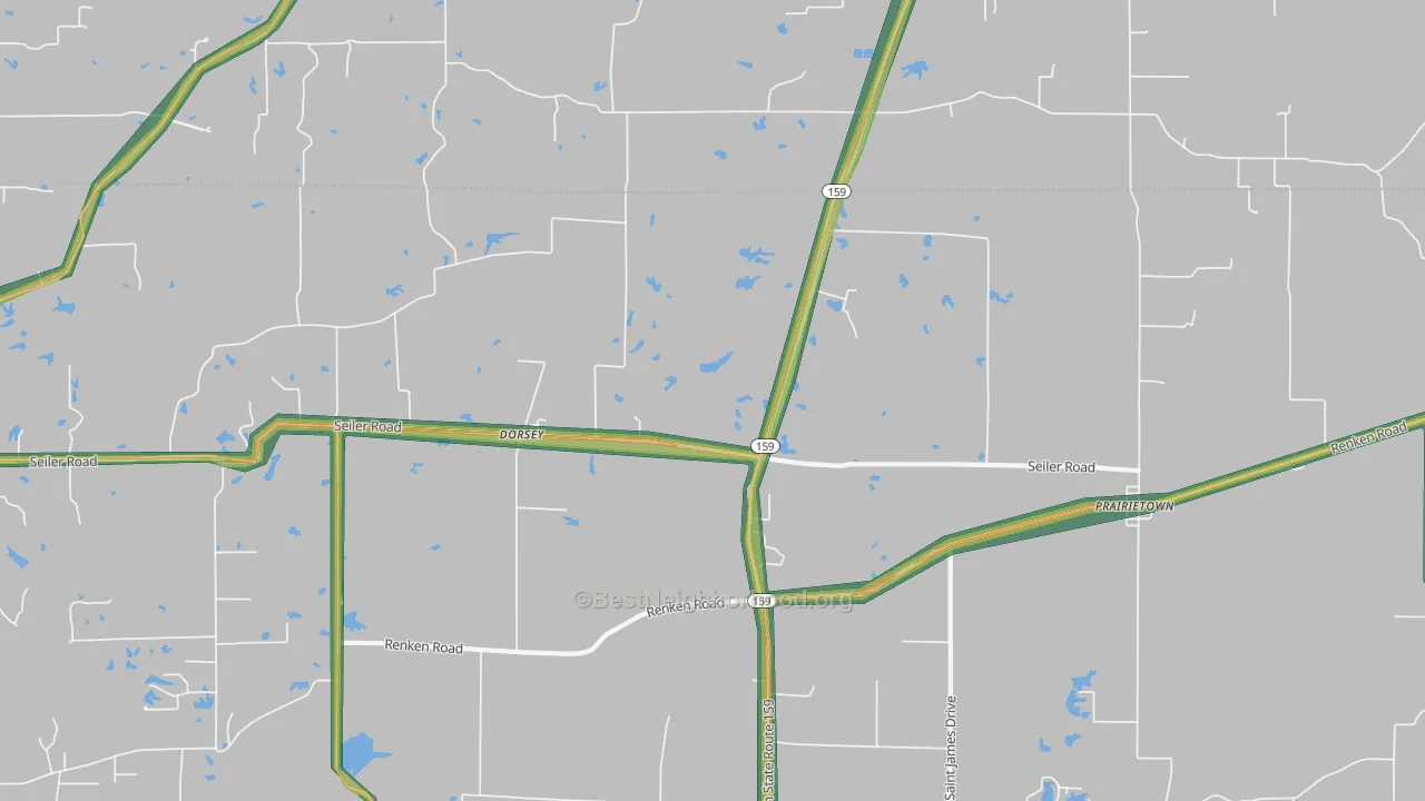 Dorsey, IL Map of Noise Levels in Dorsey