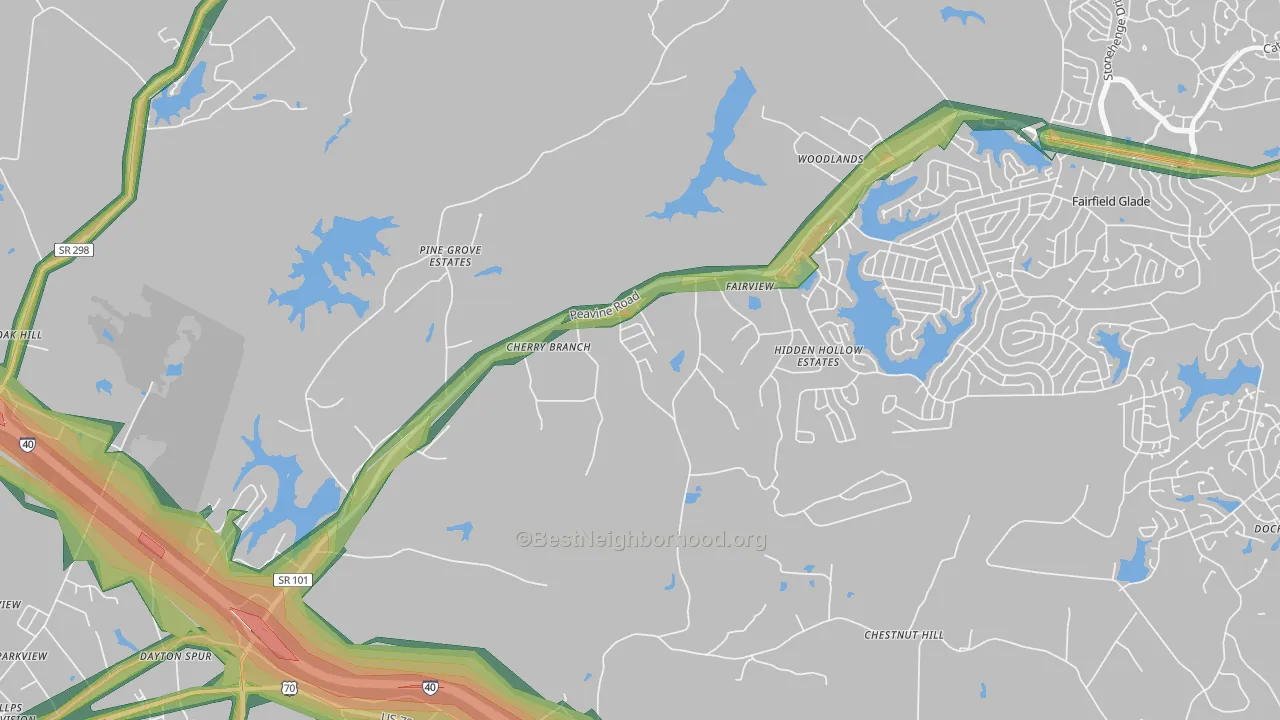 Dorton, TN Map of Noise Levels in Dorton