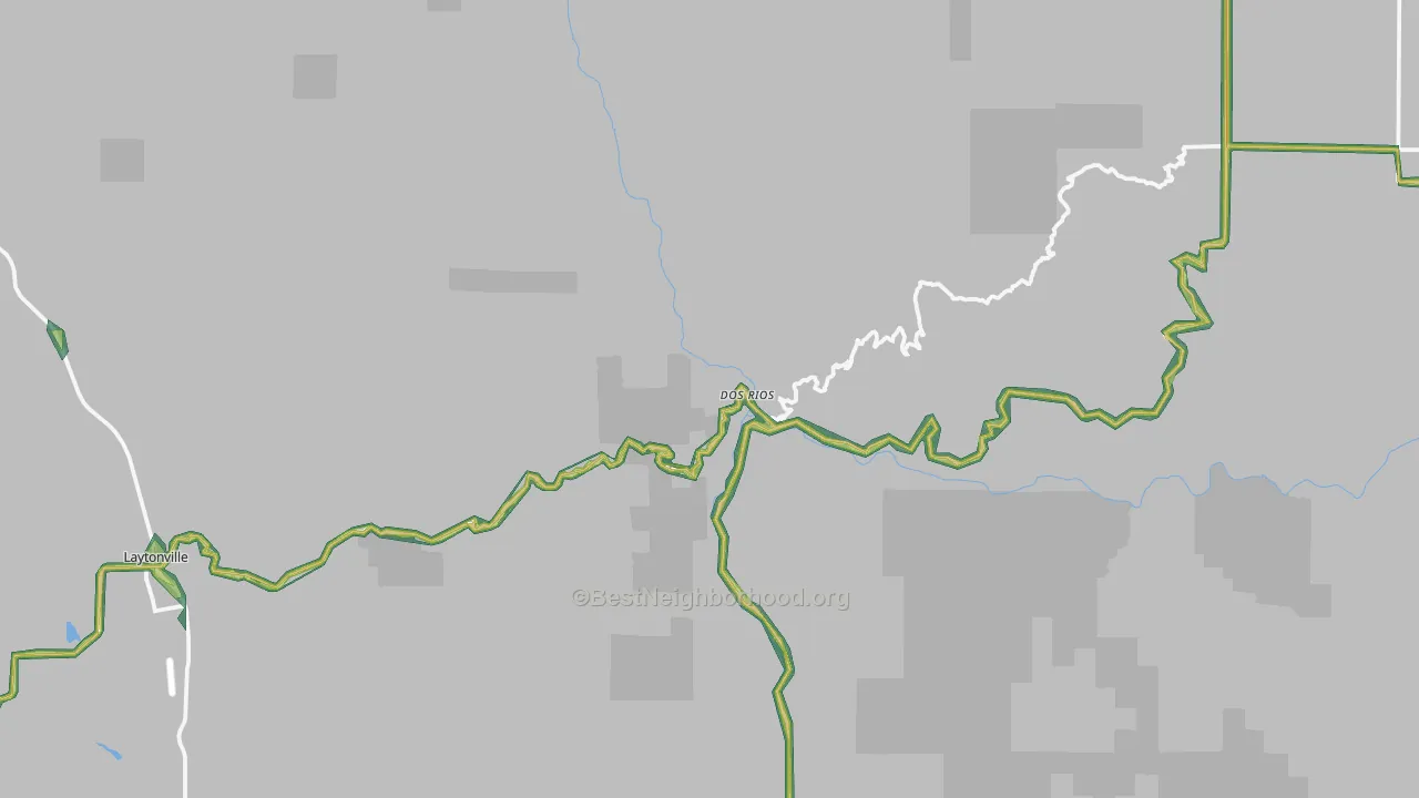 Dos Rios, CA Map of Noise Levels in Dos Rios