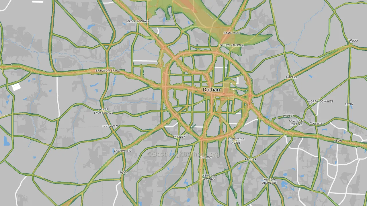 Dothan, AL Map of Noise Levels in Dothan