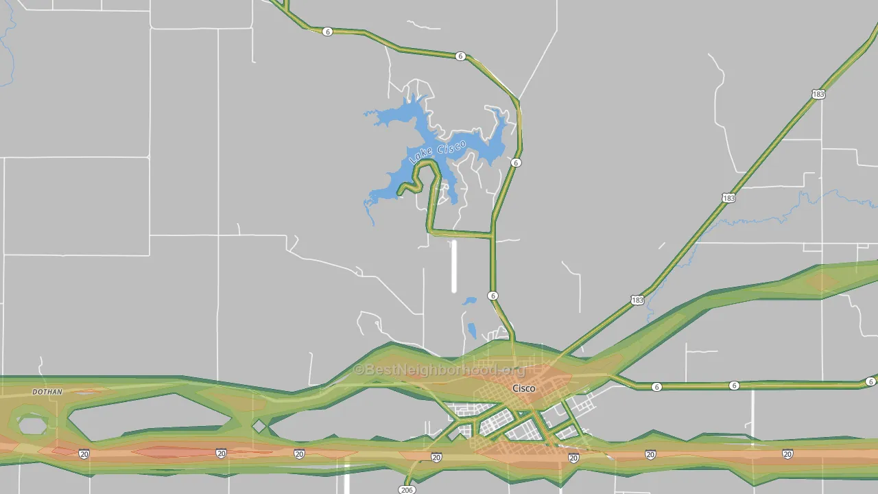 Dothan, TX Map of Noise Levels in Dothan