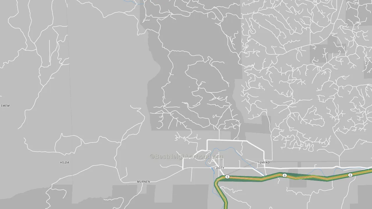 Doty, WA Map of Noise Levels in Doty