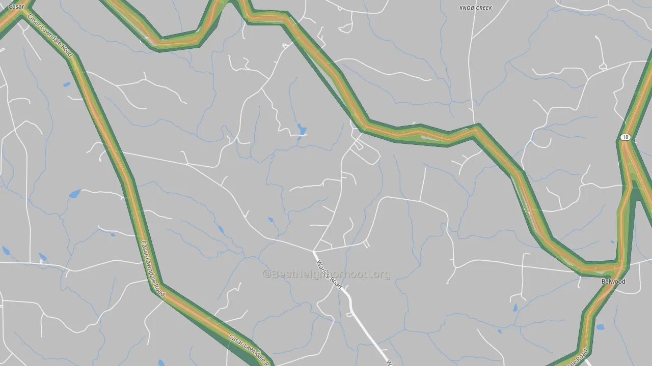 Double Shoals, NC Map of Noise Levels in Double Shoals