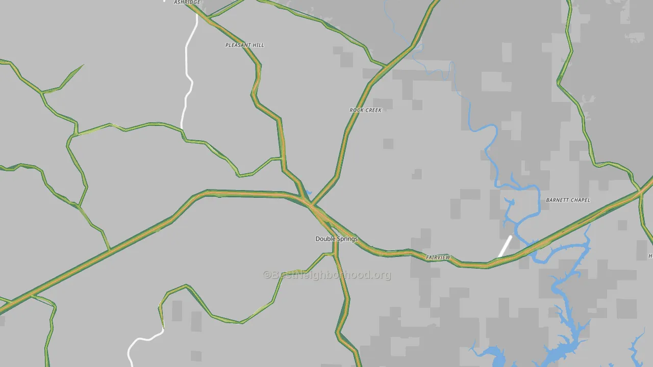 Double Springs, AL Map of Noise Levels in Double Springs