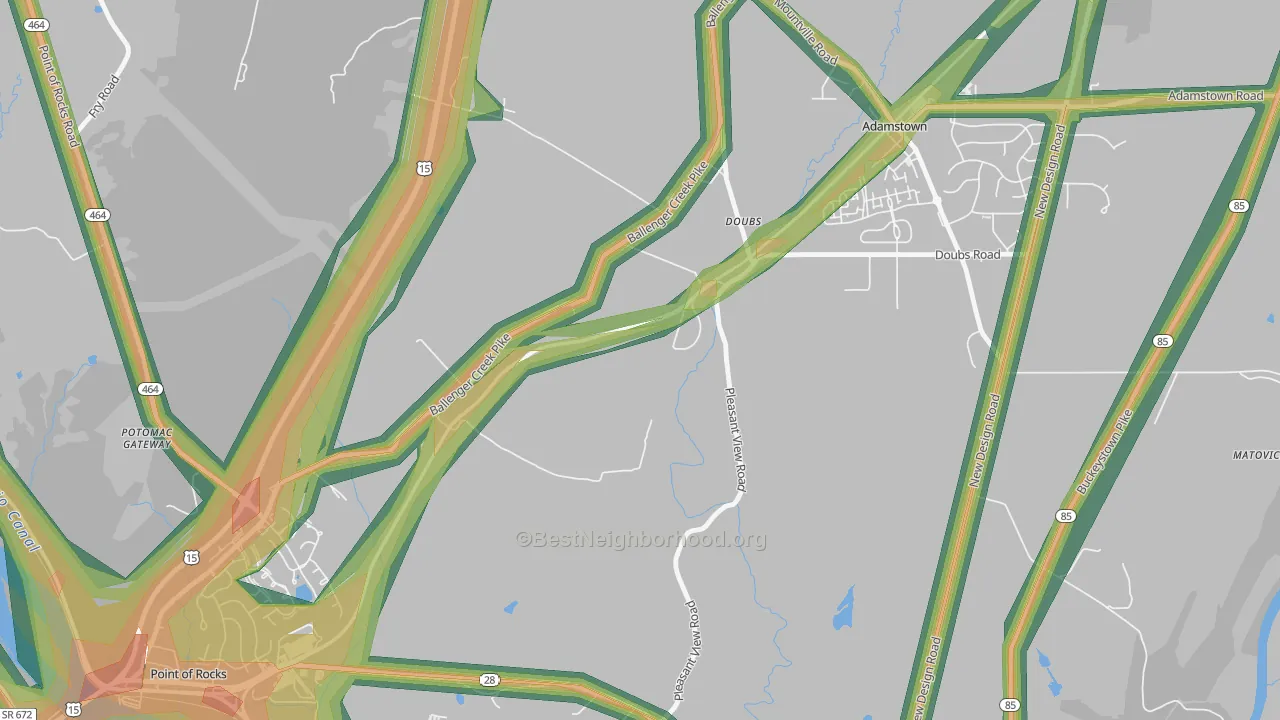 Doubs, MD Map of Noise Levels in Doubs