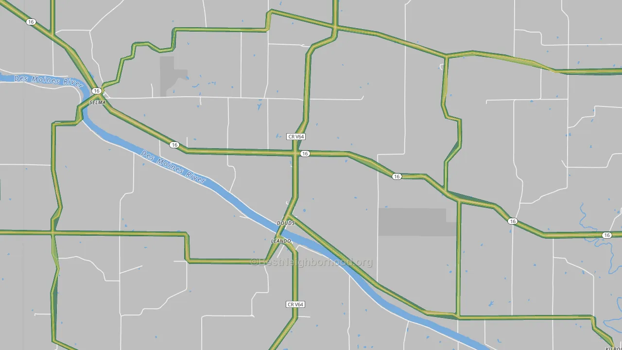 Douds, IA Map of Noise Levels in Douds
