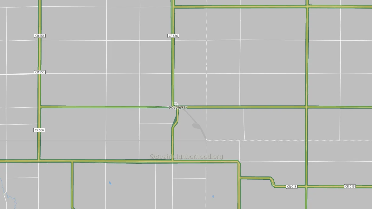 Dougherty, IA Map of Noise Levels in Dougherty