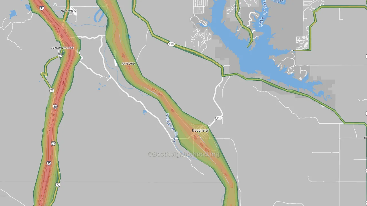 Dougherty, OK Map of Noise Levels in Dougherty