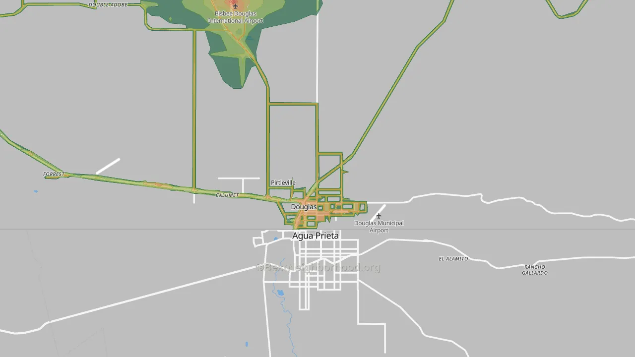 Douglas, AZ Map of Noise Levels in Douglas