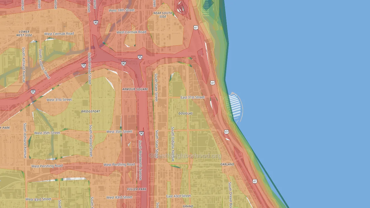 Douglas, Chicago, IL Map of Noise Levels in Douglas