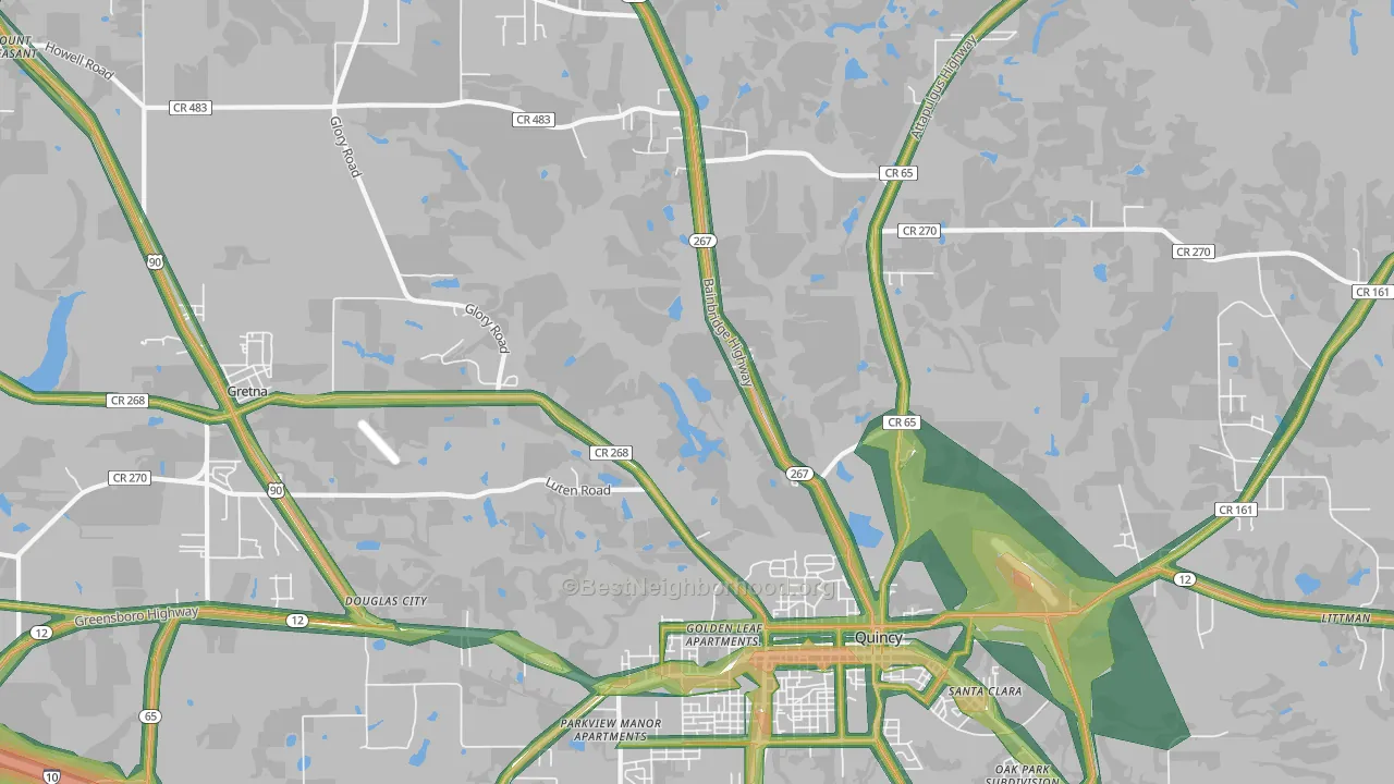 Douglas City, FL Map of Noise Levels in Douglas City