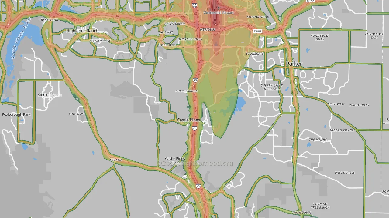 Douglas County, CO Map of Noise Levels in Douglas County