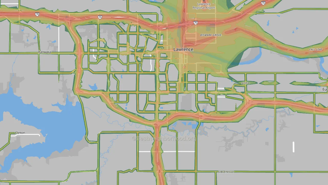 Douglas County, KS Map of Noise Levels in Douglas County