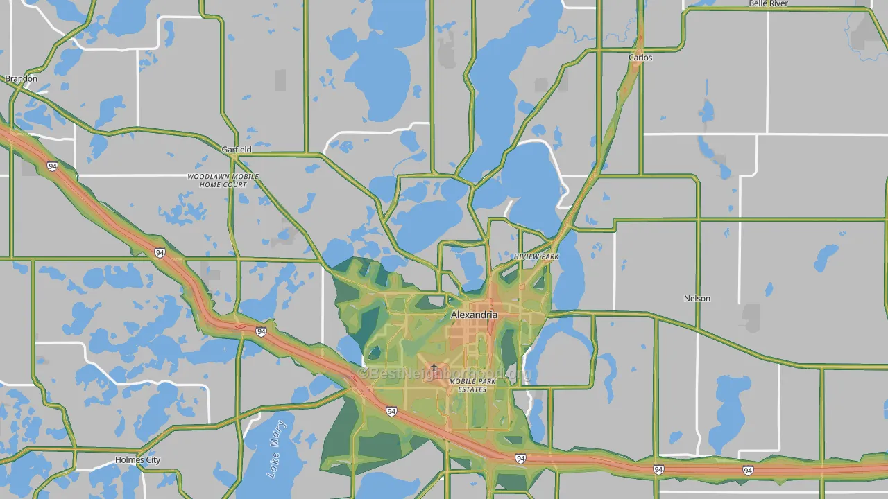 Douglas County, MN Map of Noise Levels in Douglas County