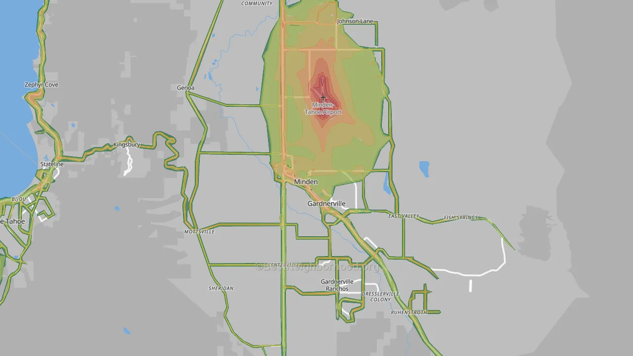 Douglas County, NV Map of Noise Levels in Douglas County
