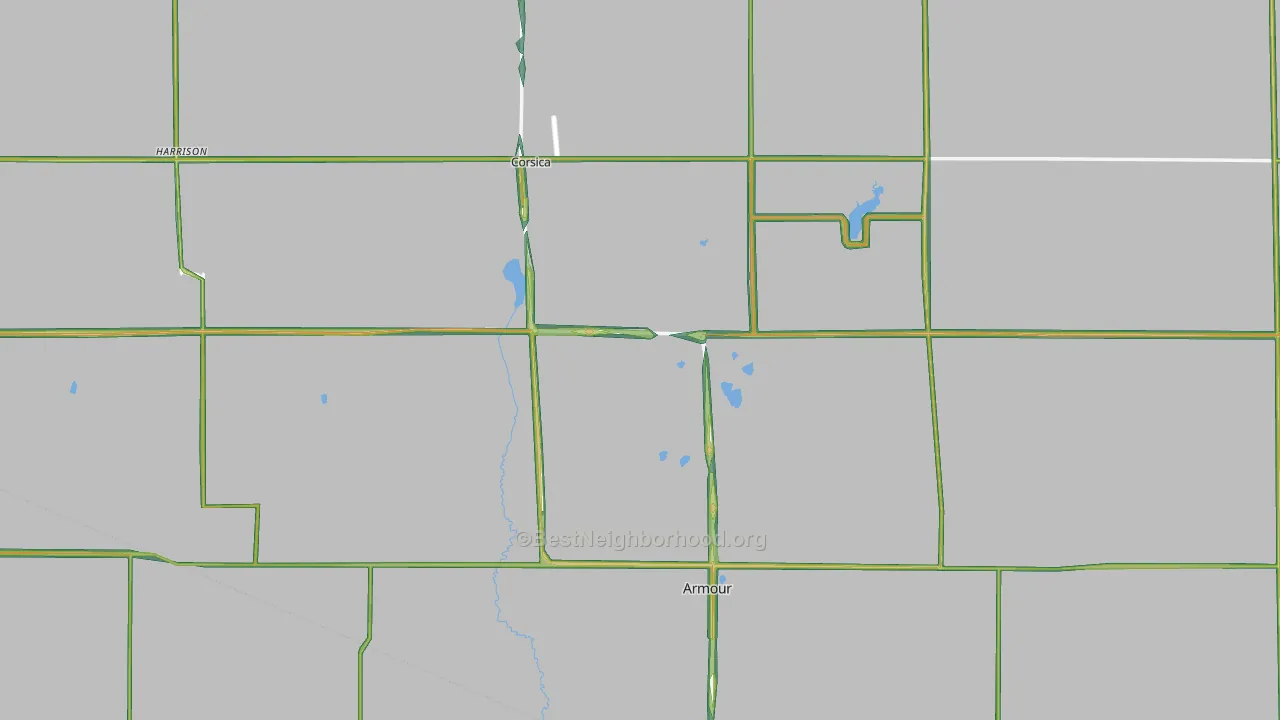 Douglas County, SD Map of Noise Levels in Douglas County