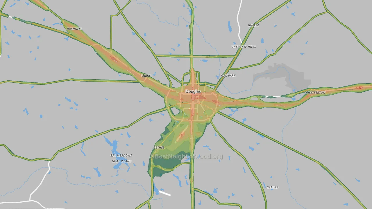 Douglas, GA Map of Noise Levels in Douglas