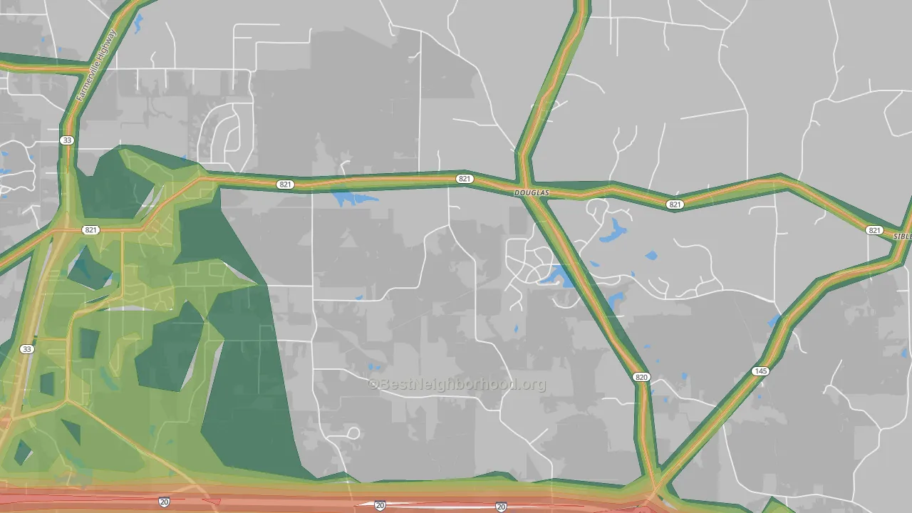 Douglas, LA Map of Noise Levels in Douglas