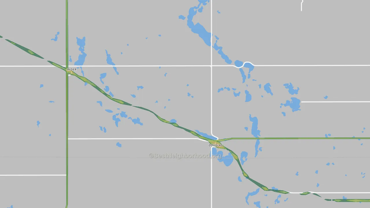 Douglas, ND Map of Noise Levels in Douglas