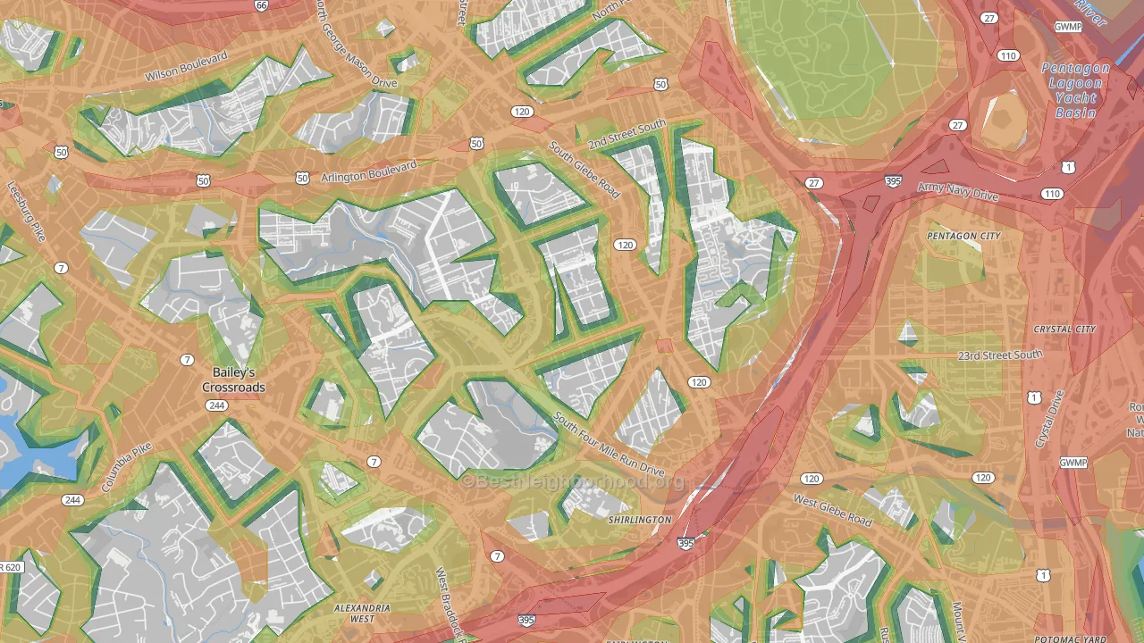 Douglas Park, Arlington, VA Map of Noise Levels in Douglas Park