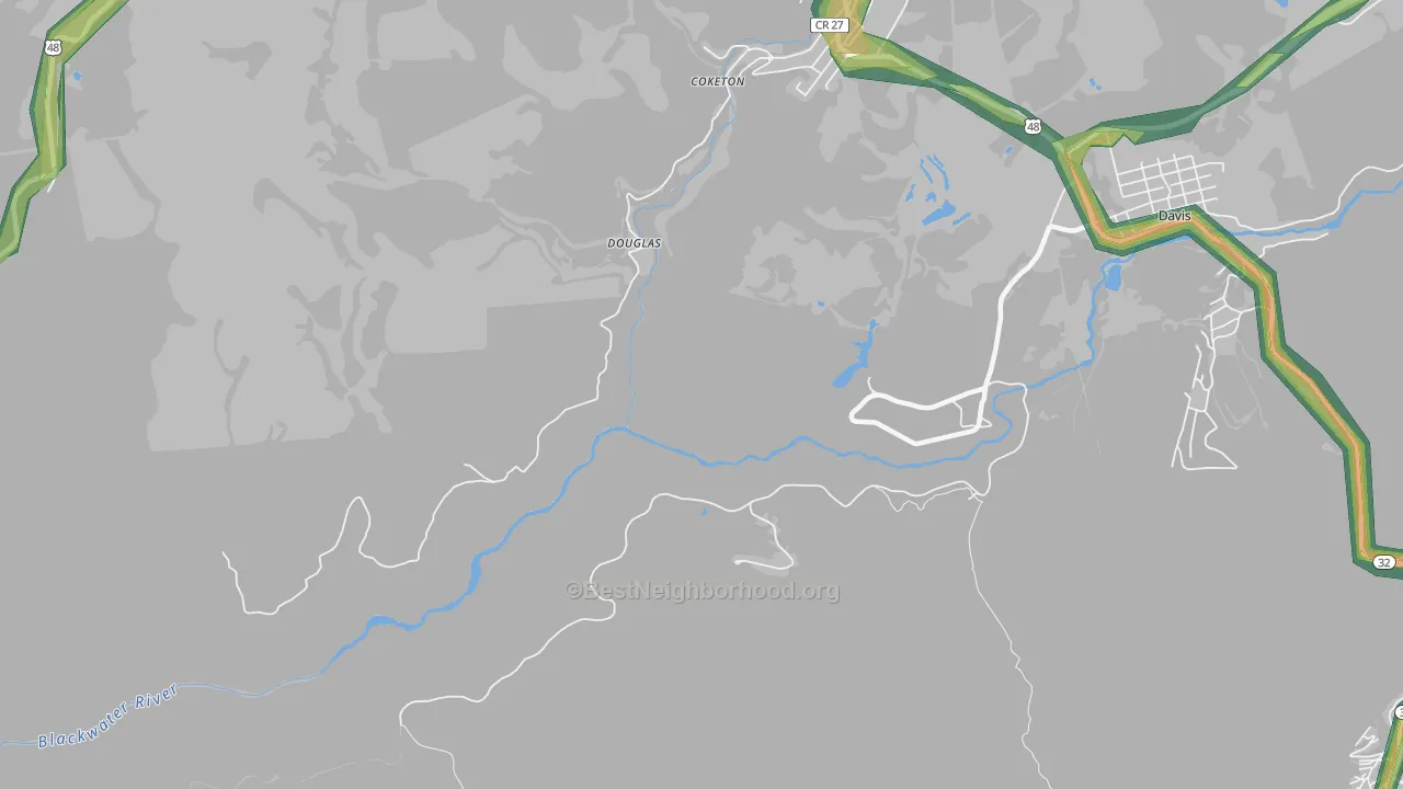 Douglas, WV Map of Noise Levels in Douglas