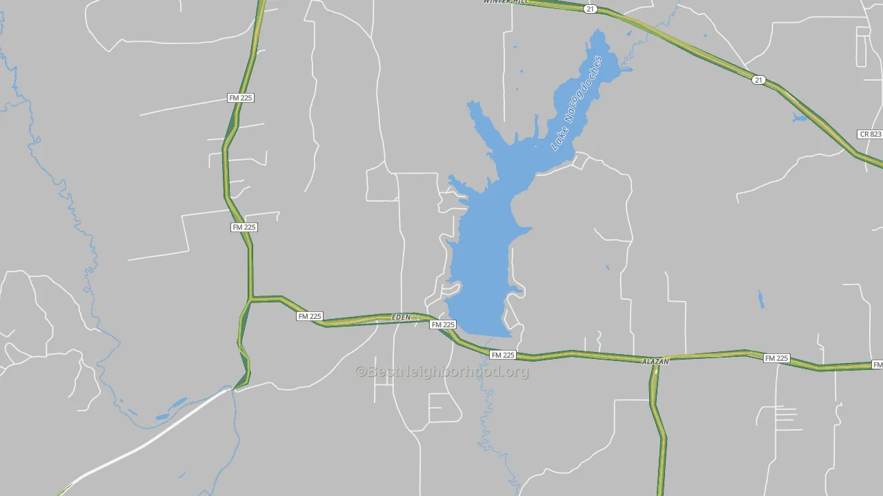 Douglass, TX Map of Noise Levels in Douglass