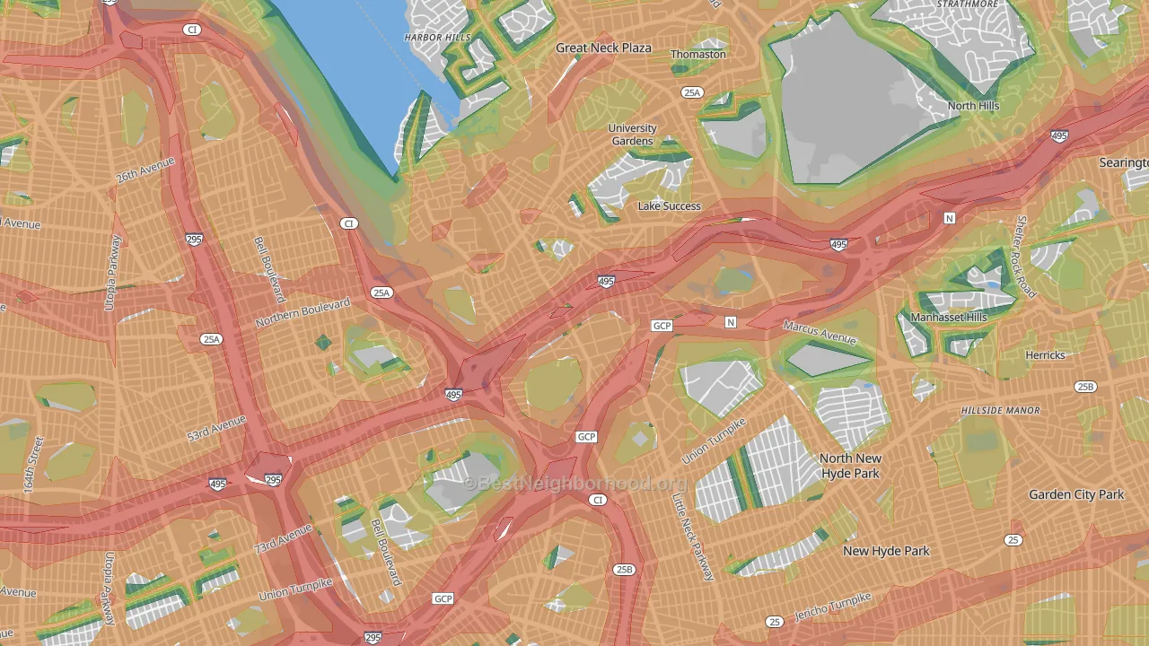Douglaston-Little Neck, Queens, NY Map of Noise Levels in Douglaston-Little Neck