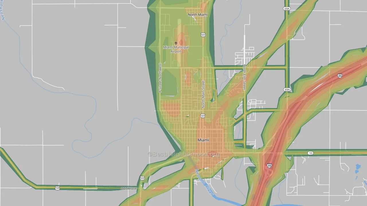 Douthat, OK Map of Noise Levels in Douthat