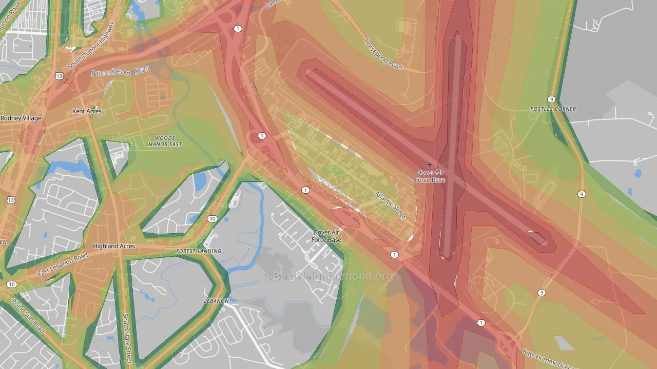 Dover Afb, DE Map of Noise Levels in Dover Afb