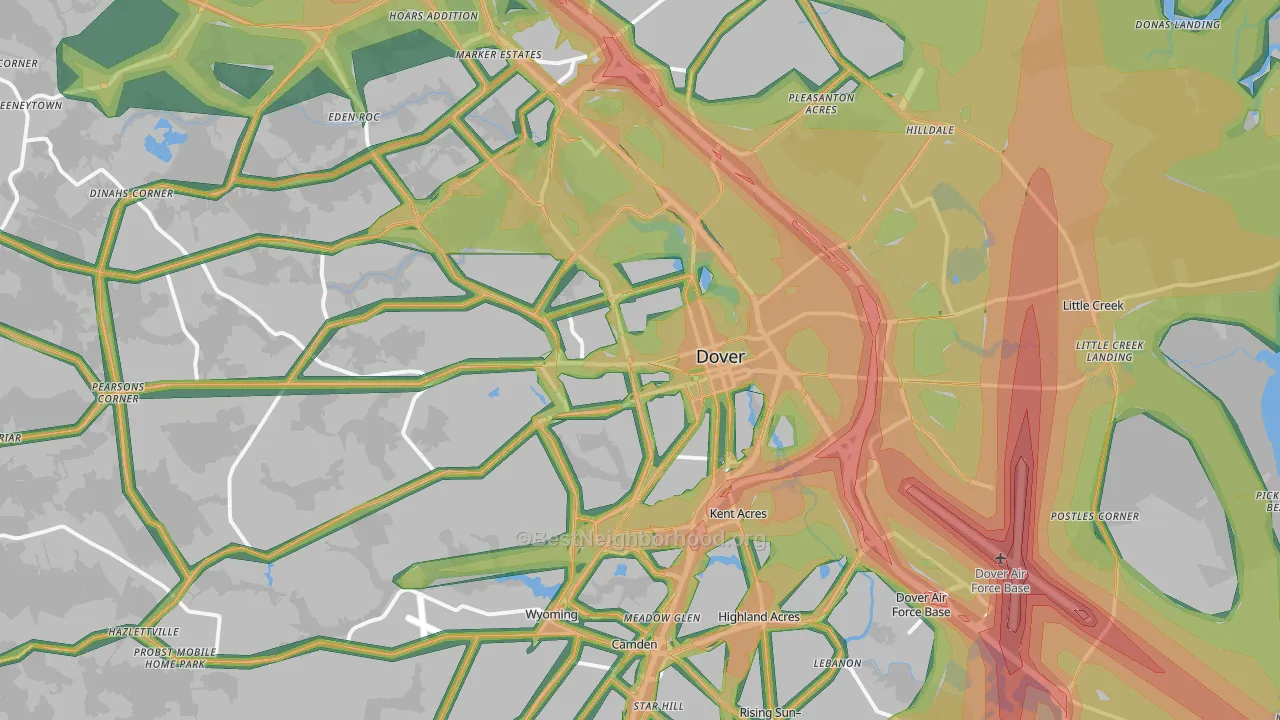 Dover, DE Map of Noise Levels in Dover