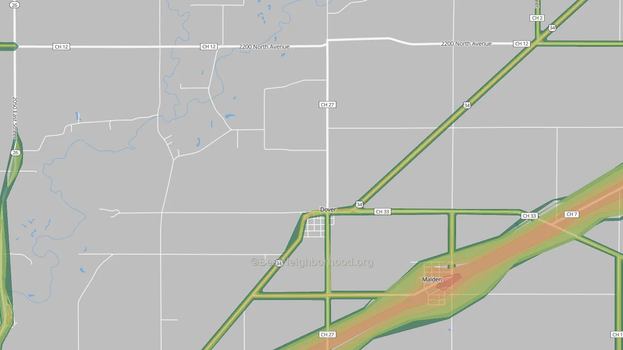 Dover, IL Map of Noise Levels in Dover