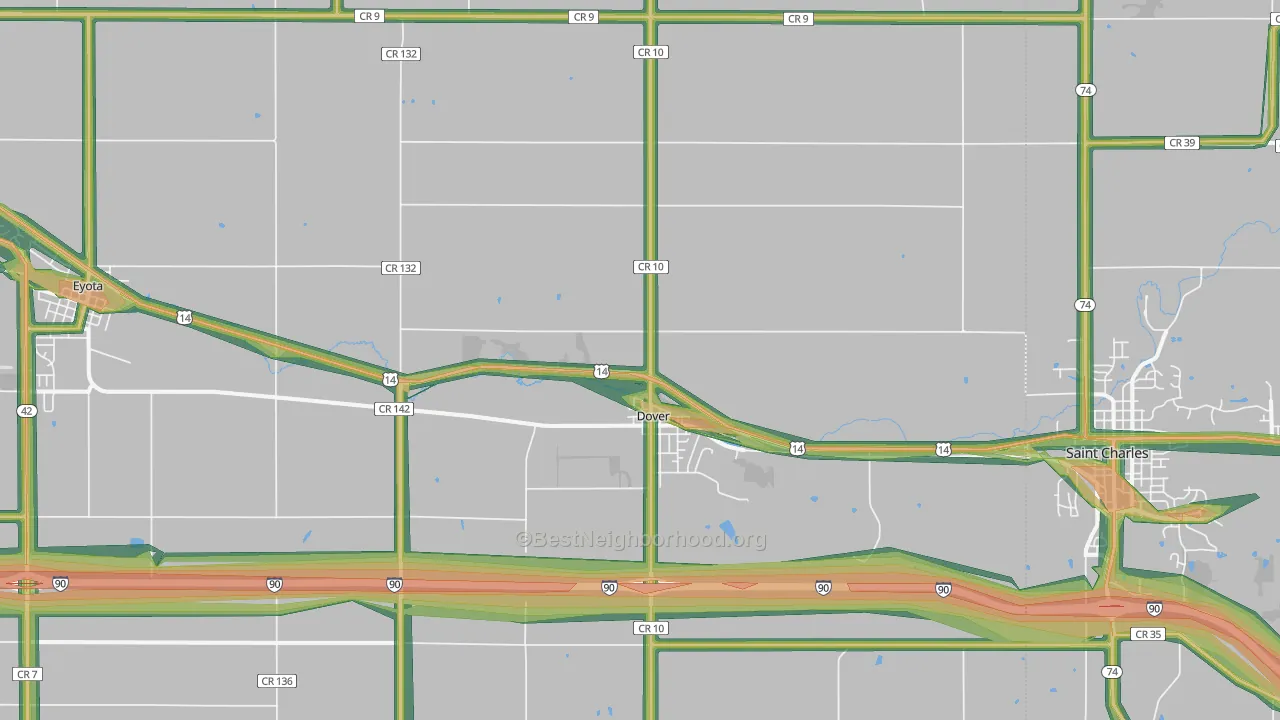Dover, MN Map of Noise Levels in Dover