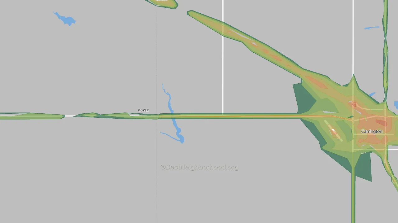 Dover, ND Map of Noise Levels in Dover