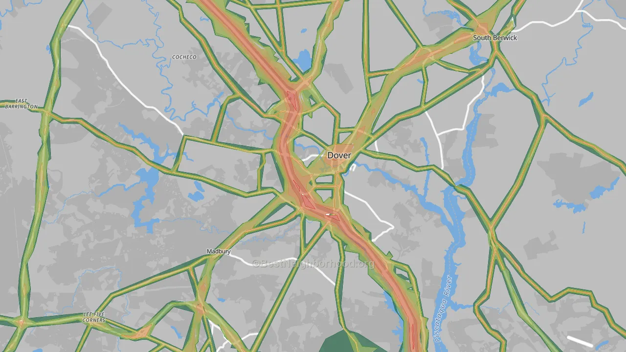 Dover, NH Map of Noise Levels in Dover