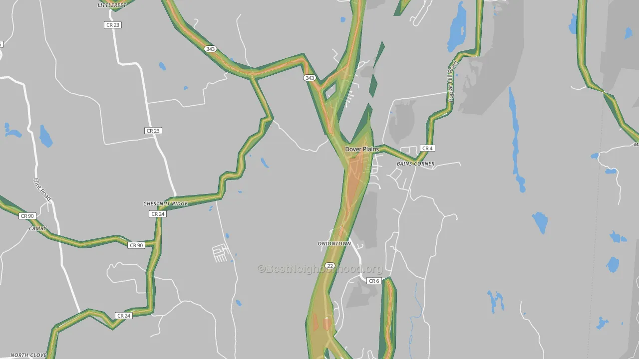 Dover Plains, NY Map of Noise Levels in Dover Plains