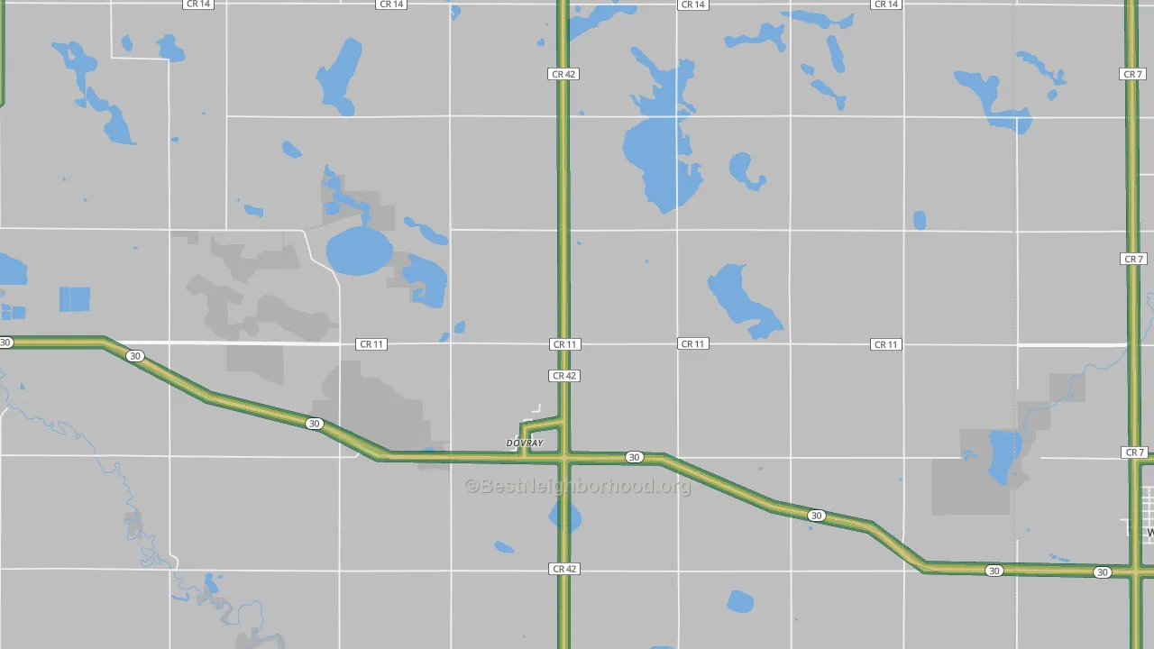 Dovray, MN Map of Noise Levels in Dovray