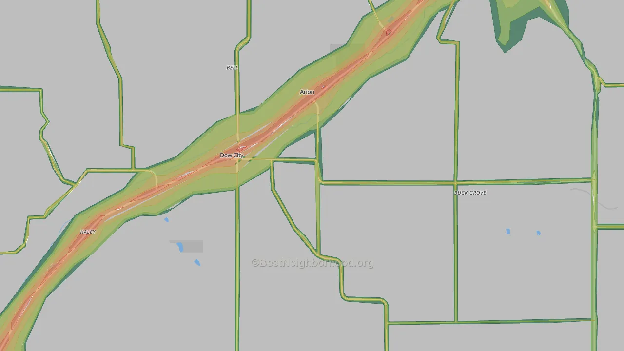 Dow City, IA Map of Noise Levels in Dow City