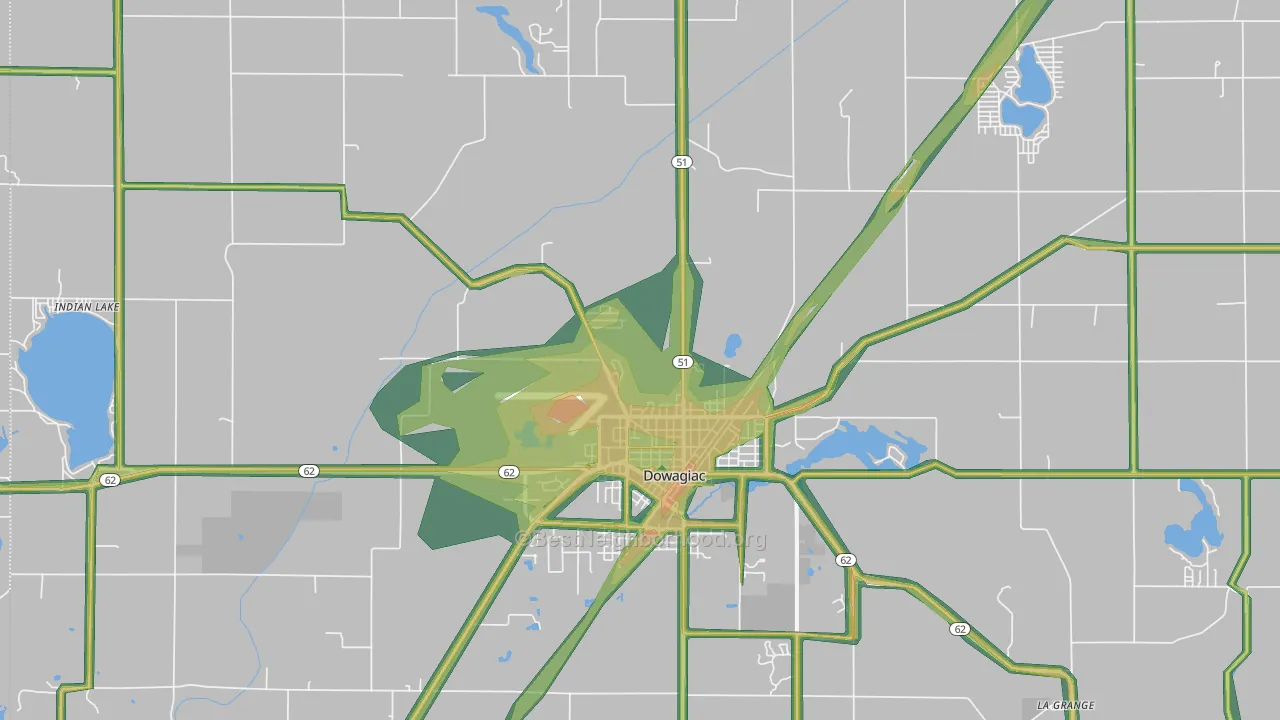 Dowagiac, MI Map of Noise Levels in Dowagiac