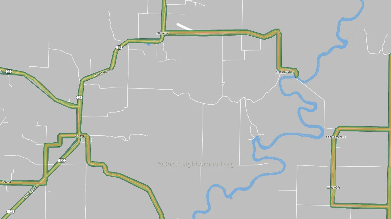 Dowdy, AR Map of Noise Levels in Dowdy